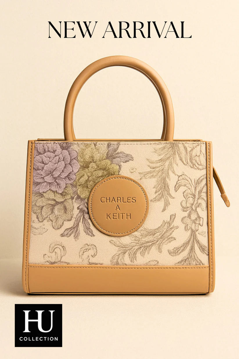Charles & Keith Floral Embroidered Top Handle Bag