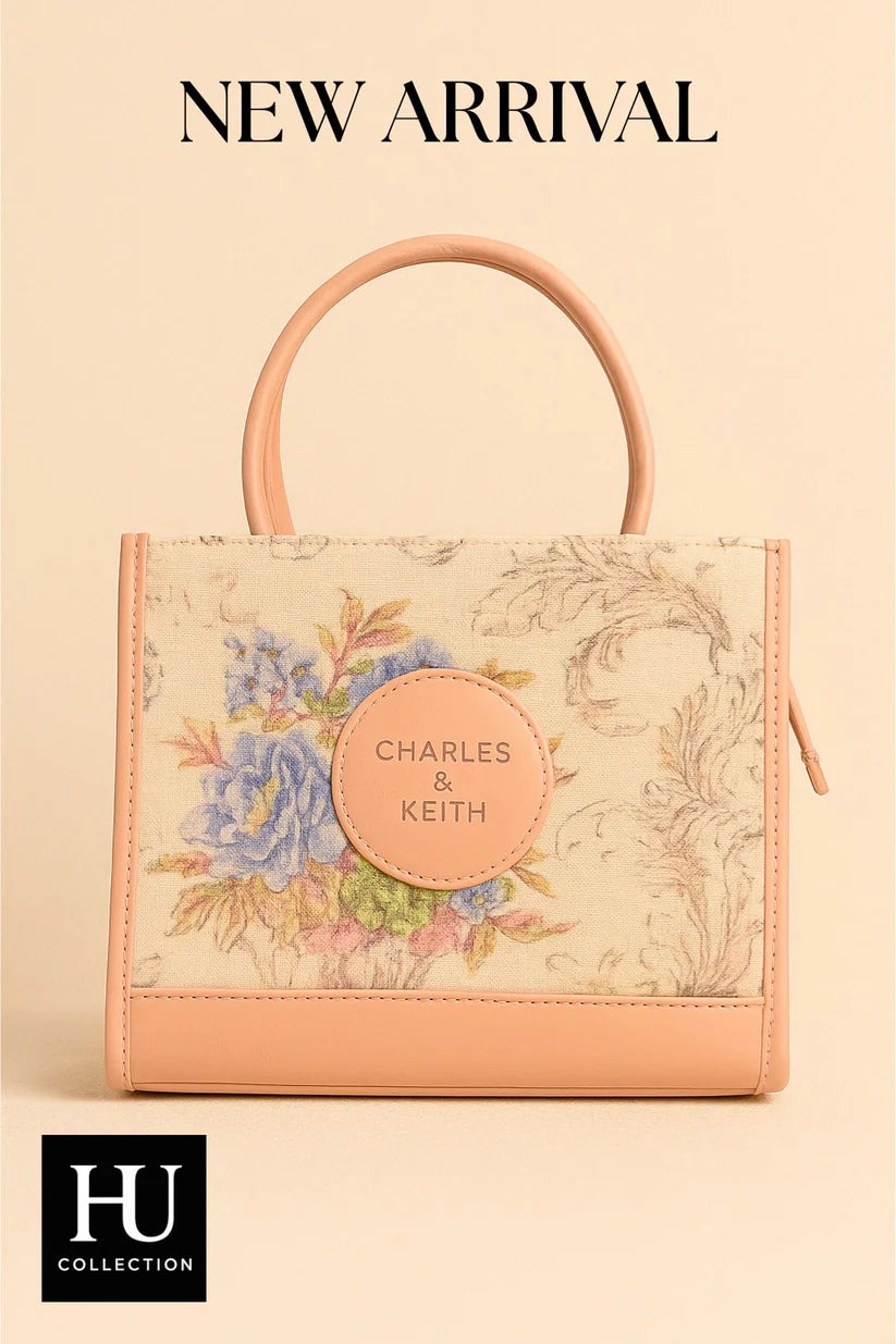 Charles & Keith Floral Embroidered Top Handle Bag