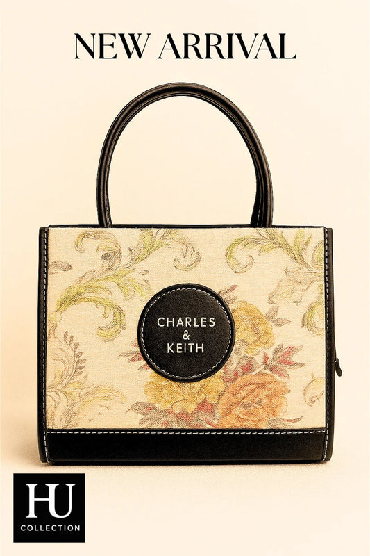 Charles & Keith Floral Embroidered Top Handle Bag