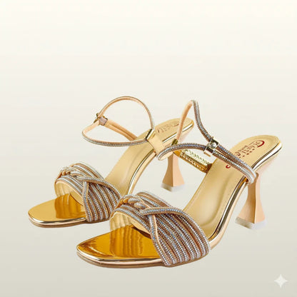 HU Crystal Strappy Heels