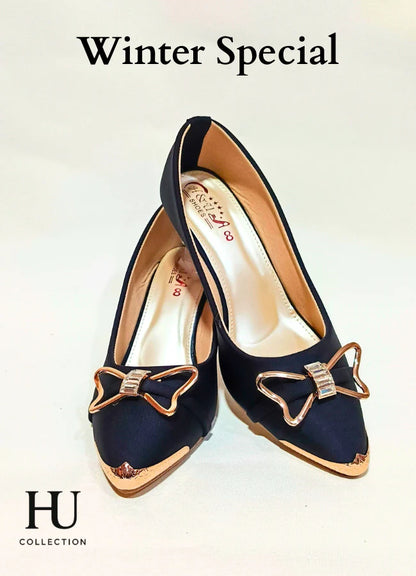 Chic Metallic Bow Pointed Pumps - Winter Special