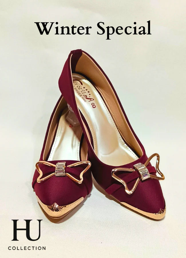 Chic Metallic Bow Pointed Pumps - Winter Special