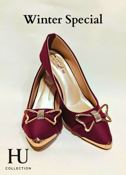 Chic Metallic Bow Pointed Pumps - Winter Special